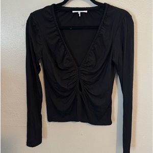 SOFT BLACK LONG SLEEVE FRAME GOING OUT KEY HOLE TOP